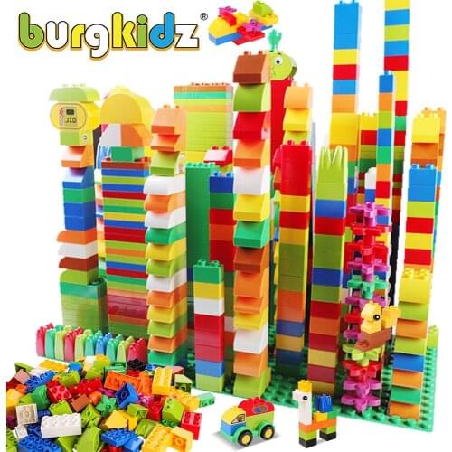 BURGKIDZ 277PCS Compatible With Duploed Building Blocks Animals Classic City Bricks Consturction Educational Toys For Children