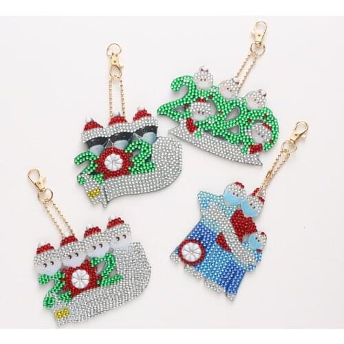 DIY Christmas Diamond Painting Keychain Pendant Full Drill Special Shaped Diamond Embroidery Cross Stitch 2020 Word Decoration