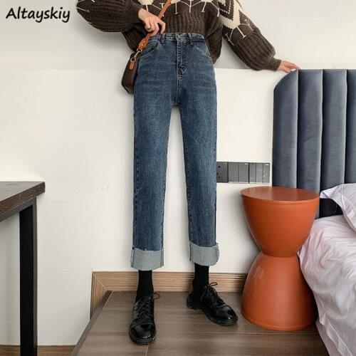 Jeans Women Denim Straight Fashion Trouser Spring Vintage Causal Ulzzang Ankle-length All-match Female Hipster Mujer De Moda New