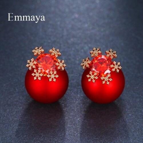 Emmaya Fashion Red Pearls 2 Ways to Wear Female Zircon Earrings for women and girl Luxury Stud Earrings Jewelry Gift