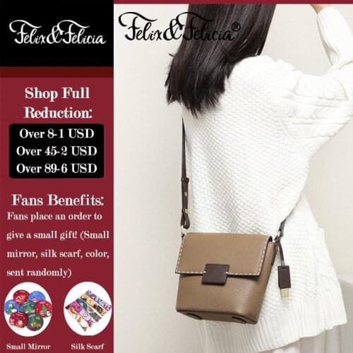 FELIX & FELICIA Fashion Shoulder Bags For Women Casual Ladies Genuine Leather Crossbody Handbag Retro Design Messenger Flap Bag