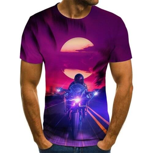 Racing 3D Street Style Print T-shirt Mens Punk Style T-shirt Fashion Motorcycle Top Mens Streetwear 2021