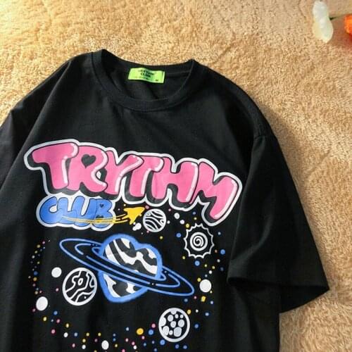 HIP HOP Graphic Universe Letter Print Woman Tshirts Summer Plus Size Pure Cotton Basic T Shirts High Quality Teens Clothes 2021