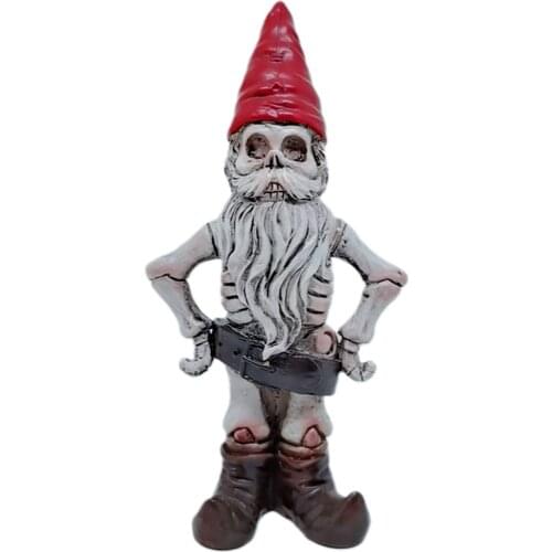 Halloween Skeleton Resin Statue Skeleton with Red High Hat Zombie Gnome Beautiful Garden Decoration