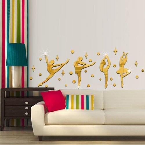 Name: Ballet dancer mirror effect wall stickers living room bedroom dance waterproof mosaic PET decorative self-adhesive decal