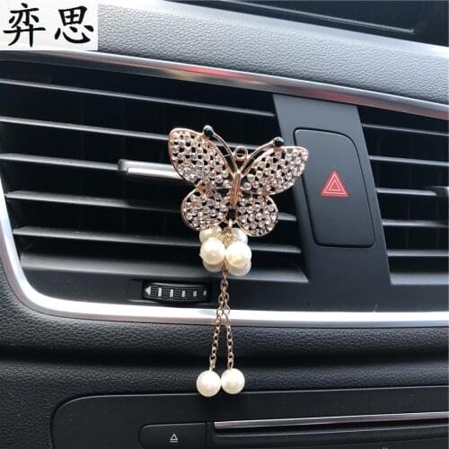 Fine metal butterfly sculpt car perfume clip Ladys car air freshener adornment Pendant Lovely butterfly car perfume
