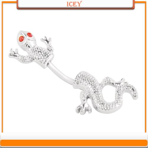316L stainless steel gecko animal inlaid drill Navel Ring Navel button