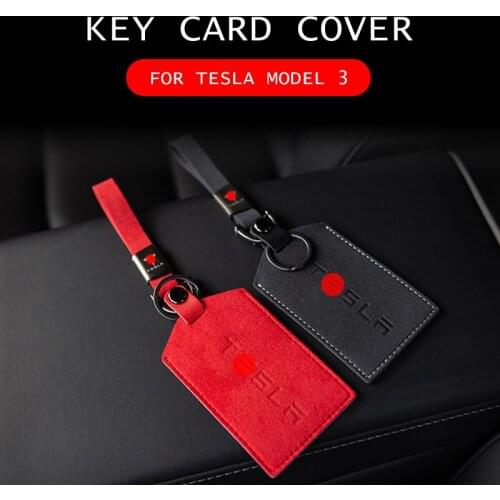 For Tesla Model 3 Y 2021 Car Leather Key Holder Protector Cover Card Key Fob Case Bag For Telsa Model Y Accessories Car Keychain