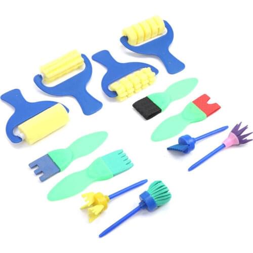 Painting Set 12Pcs Sponge Painting Brushes EVA Stamp Roller DIY Early Learning Tools Toddlers Kids Paint Set Art Supplies
