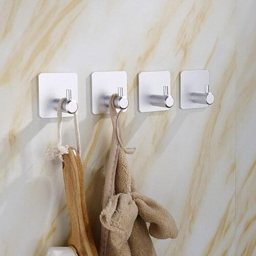 Utensil Bathroom Clothes Hanger Hooks Self Adhesive Wall Hook Stainless Steel Kitchen Waterproof Rustproof Hanging Towel Robe