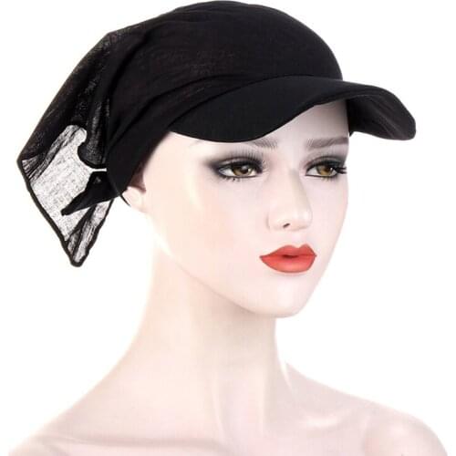 European and American Style Muslim Square Scarf Classic Multi-color Square Scarf Hat Brim Printed Turban Hat for Women