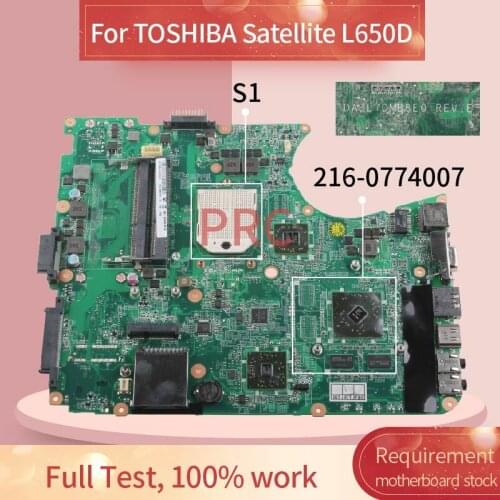 DABL7DMB8E0 For Toshiba Satellite L650D L655D HD4500 Notebook Mainboard 216-0774007 DDR3 Laptop Motherboard