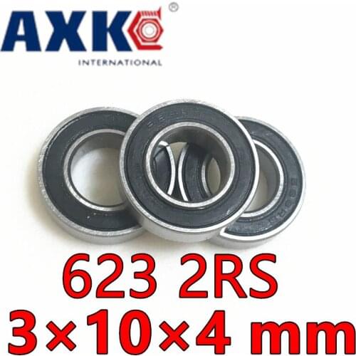 Axk Abec-5 623-2rs Miniature Radial Ball Bearing 623 2rs 623rs Rubber Sealed Deep Groove Ball Bearings 3*10*4 Mm
