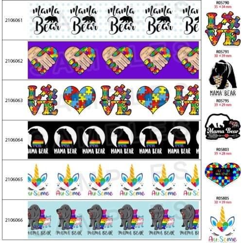 Cartoon Creative Heart-shaped Unicorn 10 Yards Printed Grosgrain Ribbon DIY Crafts Flat Resin Flat Back Accessories 30 Pieces