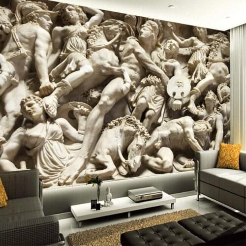Custom any size 3D wall mural wallpapers Modern fashion Beautiful Ancient warrior warhorse relief Wallpaper Wall Sticker YBZ081
