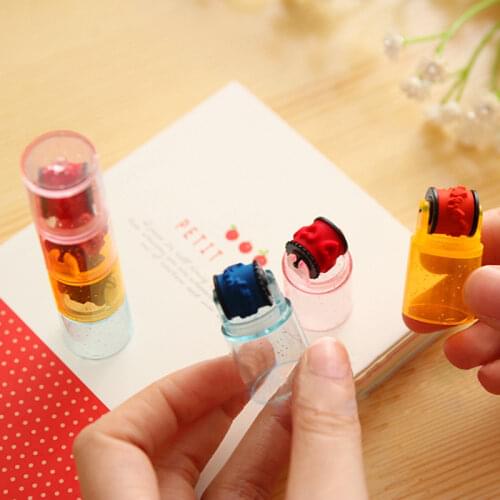 3pcs/set Combination Pen Shape Stamps Set DIY Stamp Scrapbooking Handmade Educational Toys for Kids Stationery Inkpad Stamp Seal