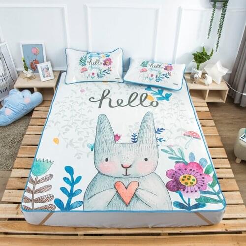 Summer simple Viscose fiber Mat Fitted sheet set Summer Cool Mat bed cover sleeping mattress protector Mattress Cover bedspread