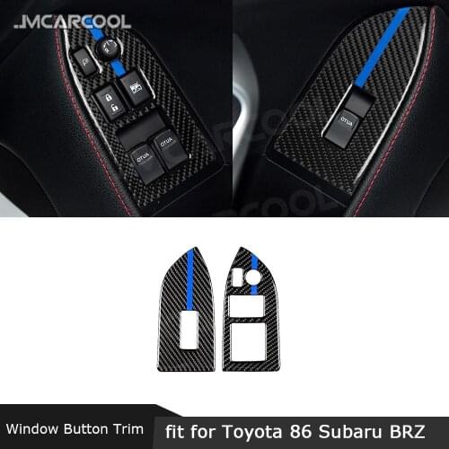 Carbon Fiber Car Window Lifter Switch Buttons Decorative Frame Cover Trim Stickers For Toyota GT86 FT86 ZN6 Subaru BRZ 2013-2017