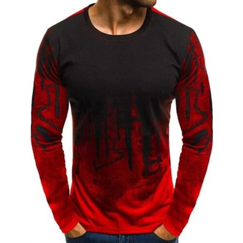 New Mens Fashion Printed T-shirt Summer Long-sleeved T-shirt