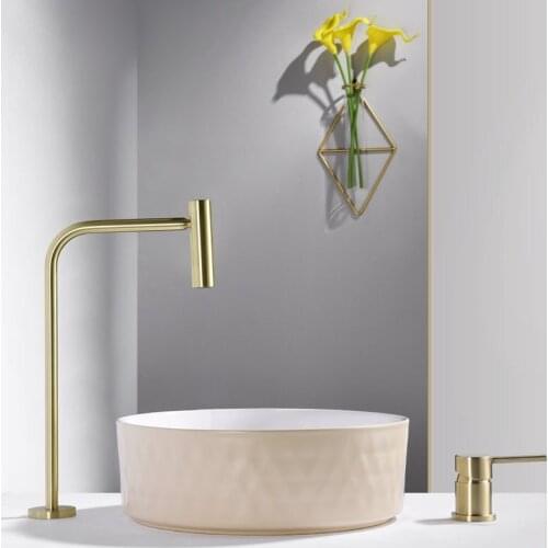 New Basin Faucet Bathroom Sink Tap Brass Brush gold Widespread bathroom brass water mixer crane Rotation Spout light looklike