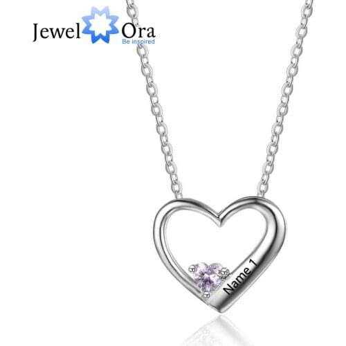 Hot Selling Personalized 925 Sterling Silver DIY Birthstone Necklace Pendant Engraved Heart Mom Wife Gift Jewel Ora NE101878