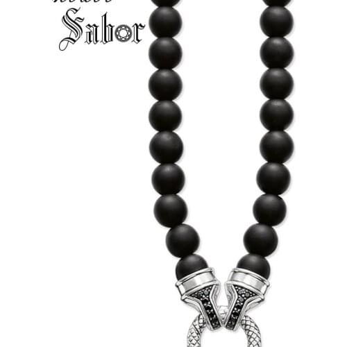 Necklace Pave Obsidian Carrier Punk Gift For Women & Men, Female Jewelry Tibetan silver color Fashion Jewelry thomas