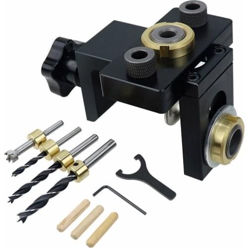 Adjustable Woodworking 3 in 1 Doweling Jig Kit Pocket Hole Jig Drilling Guide Locator For Furniture Connecting Hole Puncher Tool