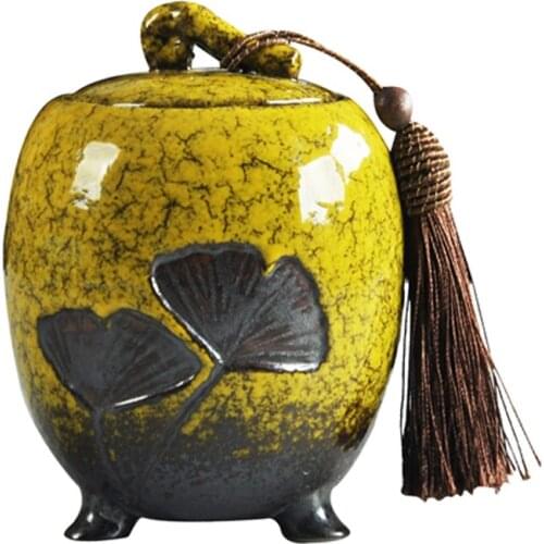 Retro kiln change Fambe glaze Nut peanut spice Sauce Jar Tea Box tea Canister Porcelain candy jar ceramic sealed tank tea caddy