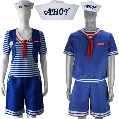 Stranger Things Season 3 Robin Steve Harrington Scoops Ahoy Cosplay Costume Sailor Uniform