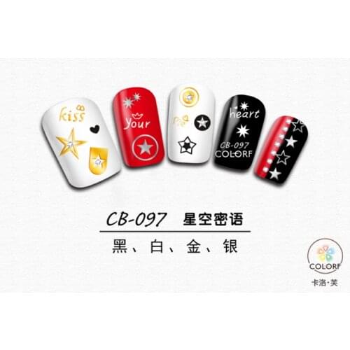 SUPER THIN SELF ADHESIVE 3D NAIL ART NAIL SLIDER STICKER GOLD SILVER BLACK WHITE STAR GEOMETRY KISS PAISLEY CB95-97