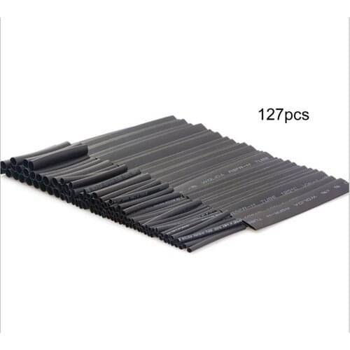 127pcs/lot Heat Shrink Tubing 7.28m 2:1 Black Tube Car Cable Sleeving Assortment Wrap Wire Kit termoretractil Polyolefin Tubing
