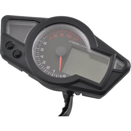 Universal Motorcycle Odometer LCD Speedometer Gauge Instrument Adjustable RPM 15000 for 8-22 inch wheel Racing