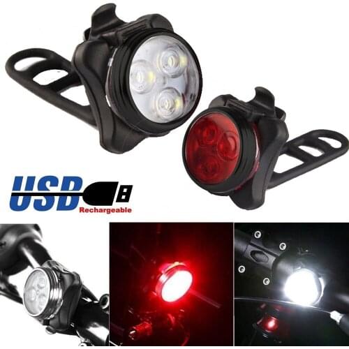 High Quality Bright Cycling Bicycle Bike 3 Led Head Front Light 4 Modes Usb Rechargeable Tail Clip Light Lamp Waterproof Hot