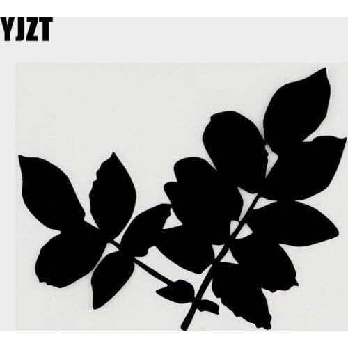 YJZT 13.6CM×10.8CM Funny Plant Leaf Vinyl Car Bumper Sticker Decal Black/Silver 18B-0168