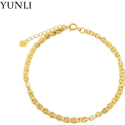 YUNLI Real 18K Gold Bracelet Classic Phoenix Tail Design Pure AU750 Adjustable Chain for Women Fine Jewelry Gift