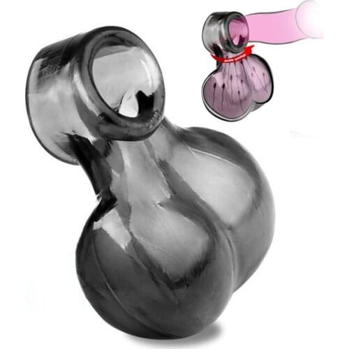 Reusable Cock Ring Scrotum Bondage Sleeve Bag Penis Ring Soft Balls Stretcher Male Chastity Delay Ejaculation Sex Toys For Men