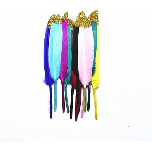 Hot sale 20pcs/lot Gold Duck feathers 10-16CM DIY feathers for crafts decoration wedding plumes jewelry making accessories pluma
