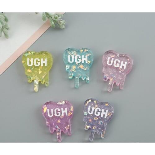 10pcs 26*35 flatback resin glitter cabochons UGH pendant parts Decoden phone case