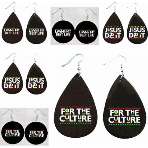 2021 New Style Color Fashion 6 Faux Leather Teardrop Earrings