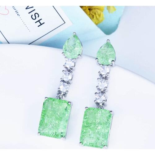 2021 New Fashion Green Color Earrings for Women Party Gift Jewelry Wholesale E6580