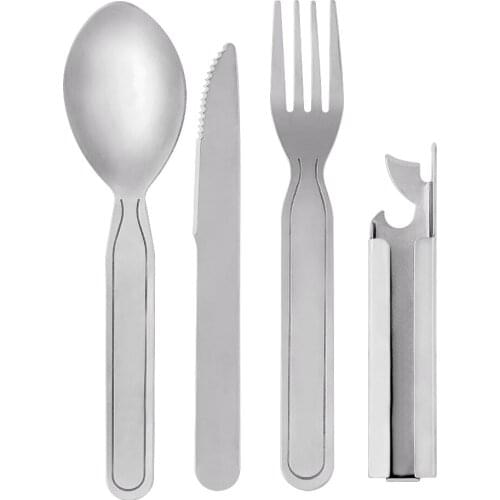 4pcs/set Portable Tableware Outdoor Picnic Utensils Set Stainless Steel Spoon Fork Knife Dinnerware Camping Cooking