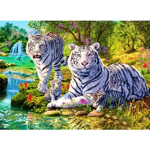 5D Diamond Painting White Tiger Full Square Rhinestone Picture Embroidery Sale Diamond Mosaic landscape Home Decor Gift 30x40cm