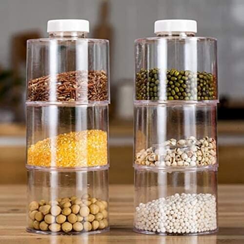 6PCS Stackable Storage Jar Spice Storage Boxes Spice Tower Racks Transparent Seasoning Cans Kitchen Tools Kitchen Canister Sets
