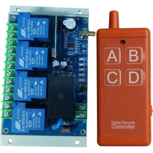 AC 220 V 250V 380V 4 CH 30A RF Wireless Remote Control switch Receiver Transmitter usb relay power controller 433mhz