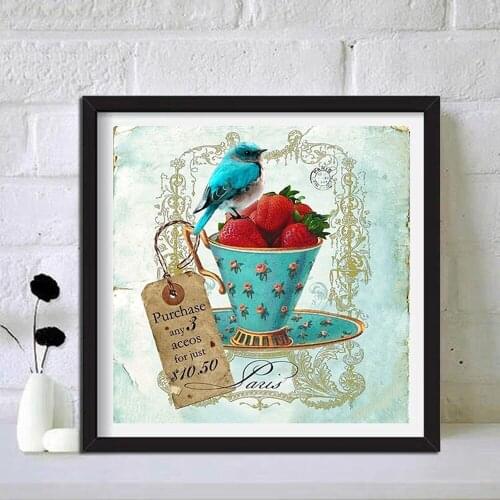 DIY Diamond Painting Bird strawberry Diamond Mosaic Picture Of Rhinestones Diamond Embroidery Cross Stitch Animal Home Decor
