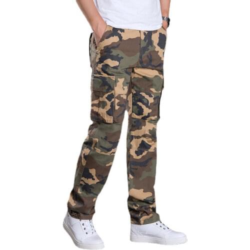 Mens Cargo Pants Mens Casual Multi Pockets Military Tactical Camouflage Pants Men Outwear Army Straight slacks Long Trousers