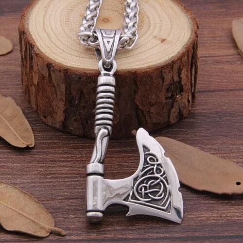 316 Stainless steel Viking Ax Pendant Necklace Rune Ax bottle opener fit man gift