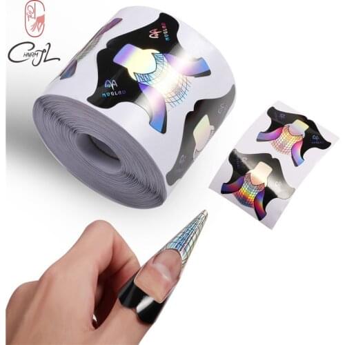 CHNRMJL 100Pcs/Pack Holo Fish Professional Nail Extension Guide Form Tips Acrylic French UV Gel Builder Mold Nails Art Manicure