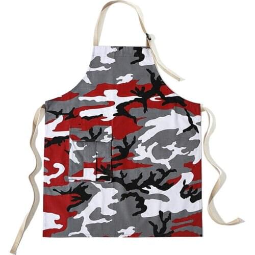 Long Camouflage Cotton Apron Home Bake Cook Craft Housework Cloth Barista Painter Artist Gardener Carpenter Florist WorkWear D14