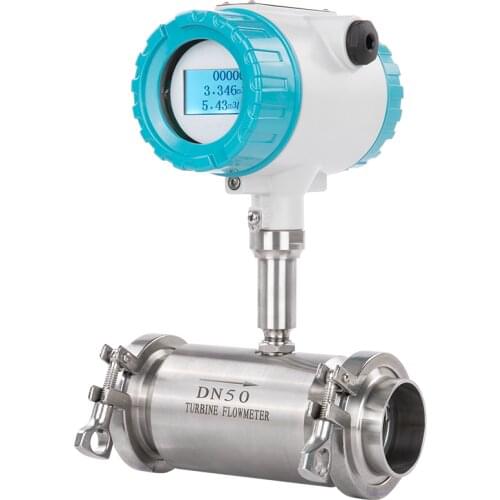 Two-wire flow meter LCD display sanitary turbo clean liquid flowmeters